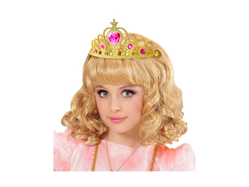 Arany tiara rózsaszín ékszerekkel