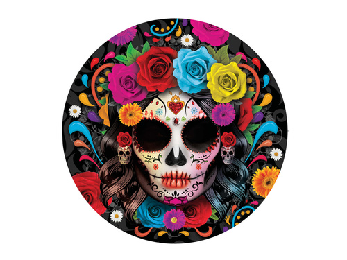 Halloween papírtányérok Mexikói koponya - 23 cm - 6 db.