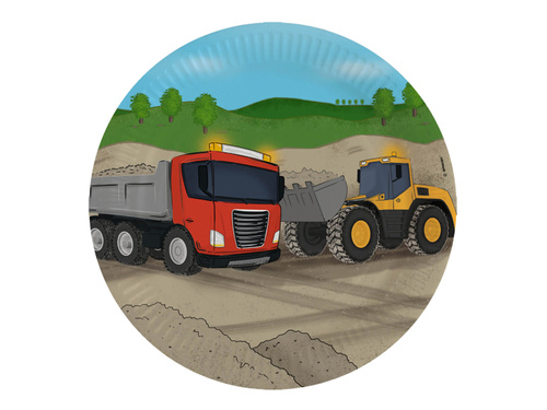 Papírtányérok születésnapokra Építőipari - 23 cm - 8 db.