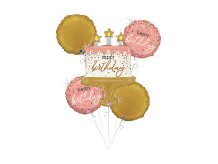 Boldog születésnapot torta fólia léggömbök - 26" + 14" - 5 db.