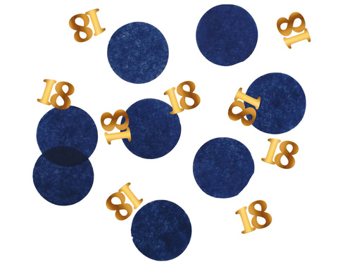 Születésnapi konfetti a 18. születésnapi partira tengerészkék és arany - 25g