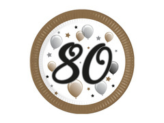 Nyolcvanadik születésnapi papírtányér - 23 cm - 8 db.