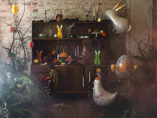 Zöld nyuszi rozettás függődísz - 30 cm - 1 db.