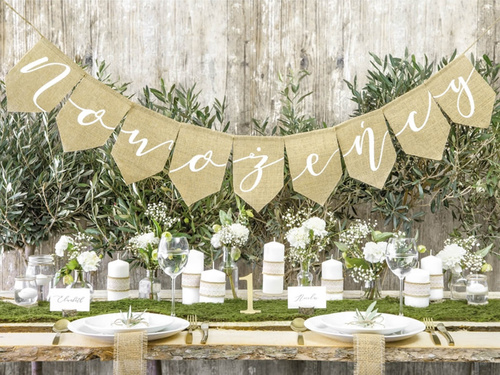 Friss házasok banner - juta - 155 cm - 1 db.