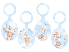 Palack medálok kék mackók lufival - 8 db.