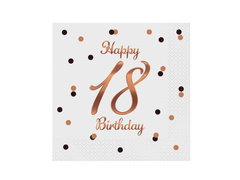 Tizennyolcadik születésnapi szalvéta fehér - 33 cm - 20 db.