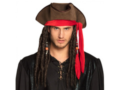 Barna kalózkalap hajjal - 1 db.