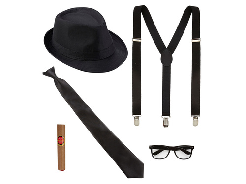 Gengszter szett fekete - 1 szett.