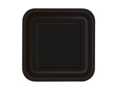 Négyszögletes papírtányérok fekete - 23 cm -14 db.
