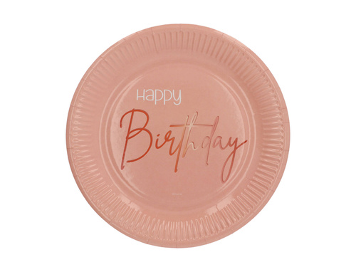 Születésnapi tányérok rózsaszín Happy Birthday - 23 cm - 8 db.