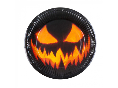 Halloween papírtányér ijesztő tök - 23 cm - 10 db.