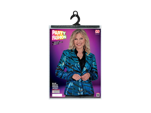 Party Fashion party kabát - kék flitterek hullámos mintával