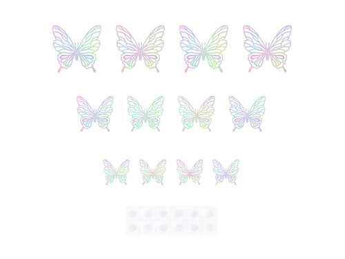 Ezüst holografikus áttört pillangó matricák - 12 db.