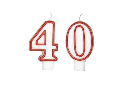Számgyertyák piros szegéllyel - 40 - negyven - 2 db.