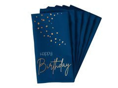 Tengerészkék Happy Birthday szalvéták - 33 cm - 10 db.