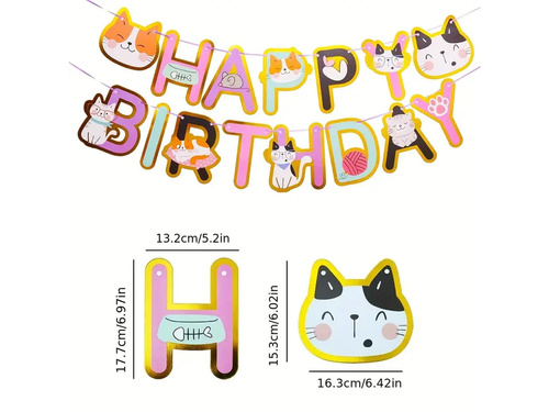 Boldog születésnapot macskák banner - 5m - 1 db.