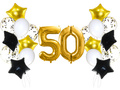 50. születésnapi lufi készlet arany és fekete - 21 db.
