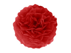 Függő pom pom virág dekoráció - piros - 35 cm - 1 db.