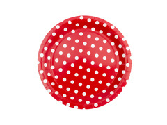 Papírtányérok piros fehér pöttyökkel - 23 cm - 6 db.