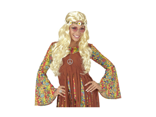 Szőke hippi paróka százszorszép fejpánttal