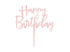 Boldog születésnapot tortadísz rózsaszín arany - 1 db.