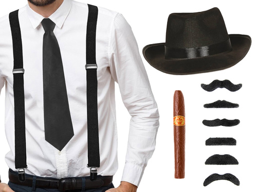 Gengszter szett fekete - 1 szett.