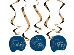 Akasztós dekoráció Happy Birthday tengerészkék malacok - 5 db.