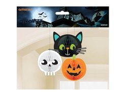 Halloween rozettás függő dekoráció - 3 db.