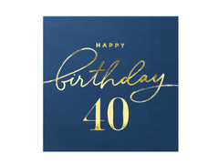 Negyvenedik születésnapi szalvéta tengerészkék - 33 cm - 10 db.