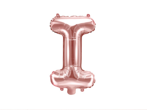 Fólia lufi "I" betű rózsaszín és arany - 35 cm