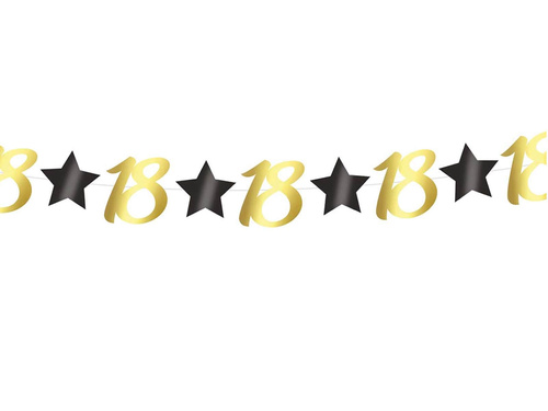 Tizennyolcadik születésnapi arany füzér - 300 cm - 1 db.