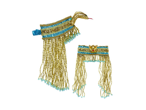 Exkluzív egyiptomi fejdísz kígyóval és gyöngyökkel