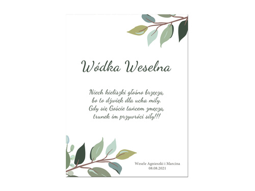 Személyre szabott címkék egy üveg esküvői vodkához - 9 db.