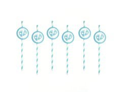 Kék szívószálak babaköszöntőre - 6 db.