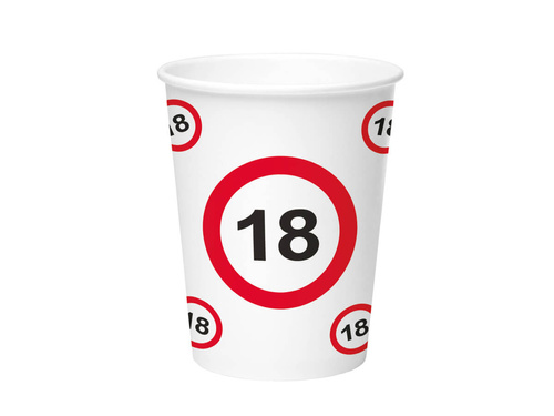 Papírpoharak születésnapokra Ban jel 18 - 250 ml - 8 db.