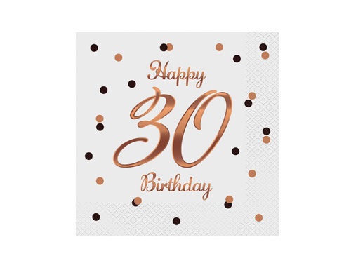 Harmincadik születésnapi szalvéta fehér - 33 cm - 20 db.