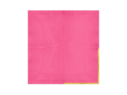 Fukszia színű papírszalvéta arany szegéllyel - 33 cm - 10 db.