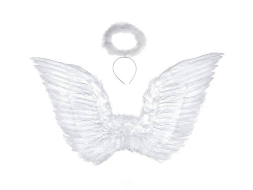 Fehér angyalszárnyak glóriával - 70 x 50 cm - 1 db.