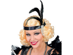 Retro paróka fejpánttal és tollal - 1 db.