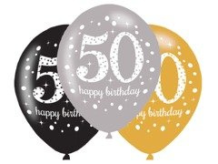Nyomtatott lufi "50" - 28 cm - 6 db.