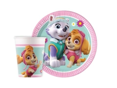 Psi Patrol Skye és Everest születésnapi pohár + papírtányér készlet - 16 db.