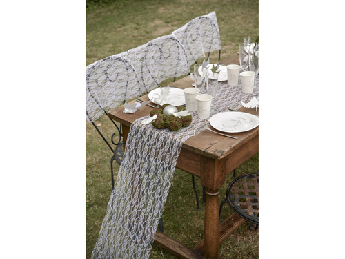 Csipke asztali futó dísz - fehér - 30cm x 5 m - 1 db.