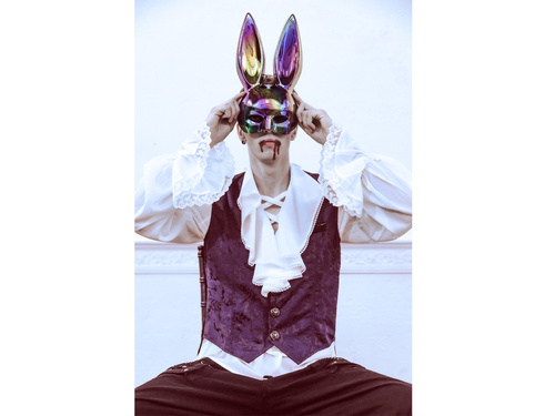 Nyúlfül maszk - fekete - 16.5x34cm - 1 db.