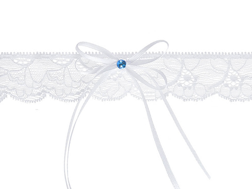 Fehér csipke harisnyakötő masnival - 1 db