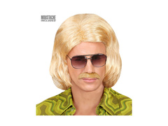 Dandy szőke paróka az 1970-es évekből. bajusszal