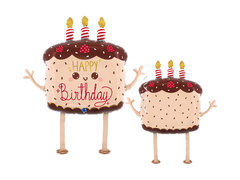 Születésnapi torta sétáló lufi - 63x69 cm - 1 db.