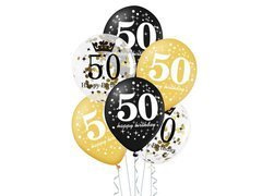 Nyomtatott latex lufi 50. születésnapra - 30 cm - 6 db.
