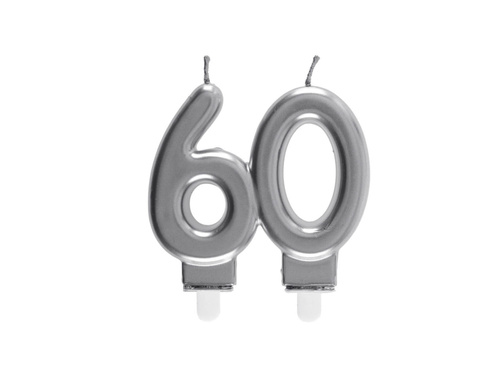 Ezüst 60. évfordulós gyertya - 7,5 cm - 1 db.