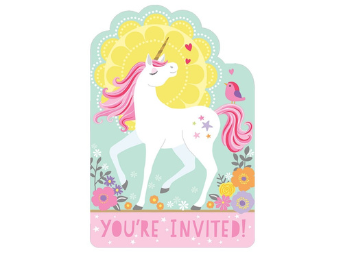 Egyszarvú születésnapi meghívók - 8 db.