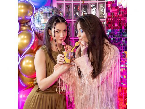 Retro diszkó szívószálak - 19,5 cm - 6 db.